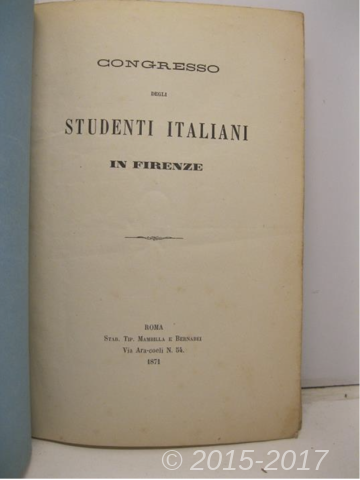Copertina di Congresso degli studenti italiani in Firenze